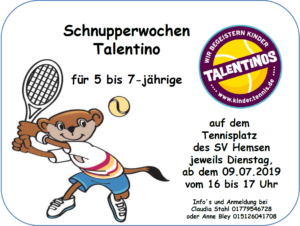 Tennis Schnupperwochen